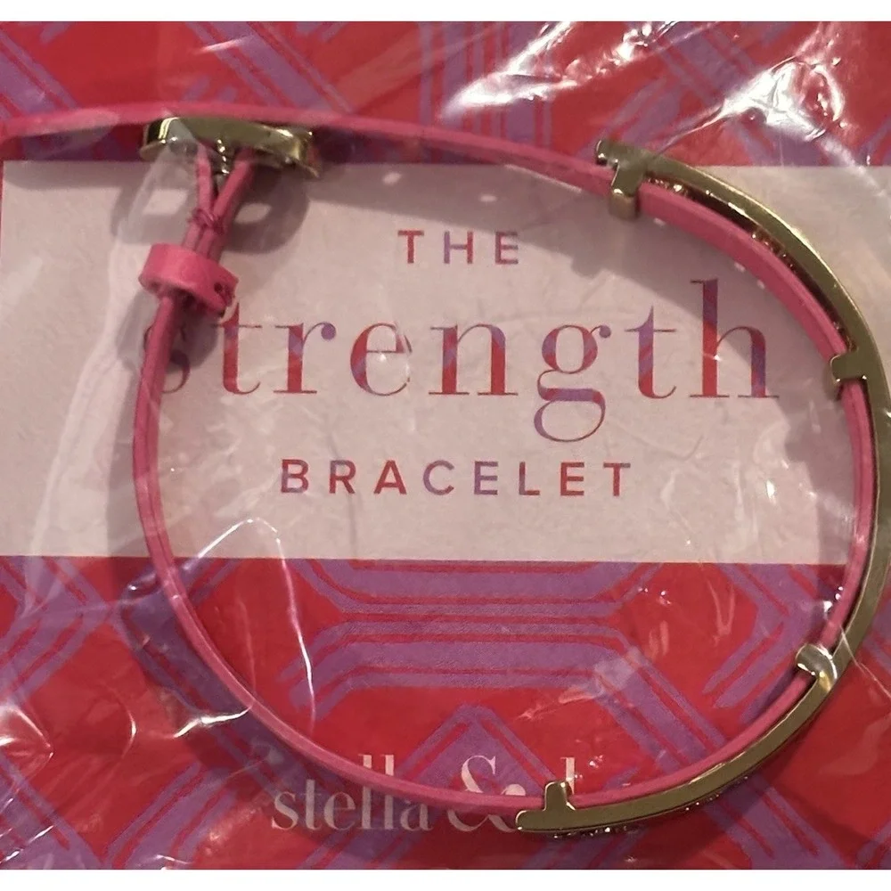 Stella & Dot 2 Bracelets 1 Pink &‎ 1 Tan Strength & Inspire Gold Toned New